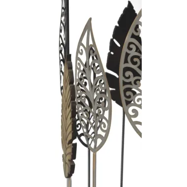 Stoliki z Żelaza i Drewna z Liśćmi, Para 38x55-33x50 cm